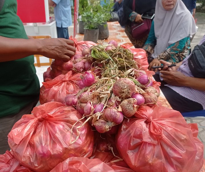 Bawang merah hasil panen petani Pekanbaru di Farm Mart, Kamis (1/12/2022).