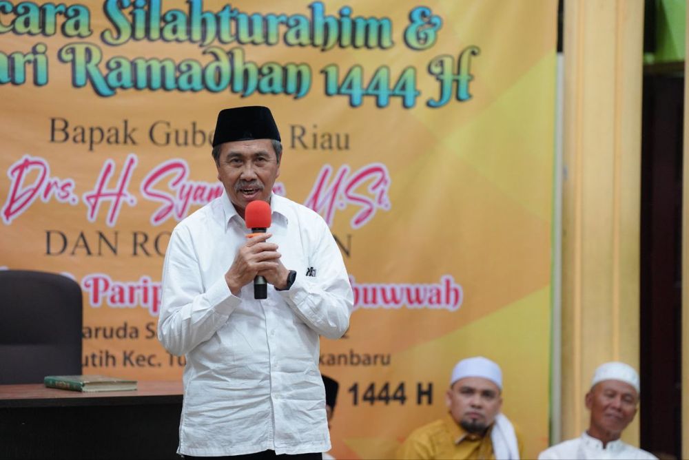 Gubri Syamsuar saat safari ramadhan di Pekanbaru