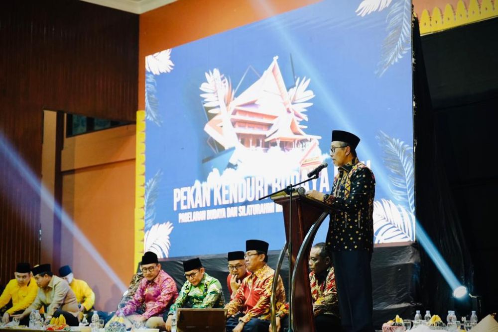 Gubernur Riau, Syamsuar dalam sambutannya di Kenduri Budaya Riau 2023