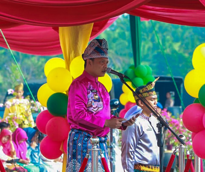 Pj Wali Kota Pekanbaru Muflihun saat upacara HUT ke-239 Pekanbaru di lapangan Gedung Utama Kompleks Perkantoran Tenayan Raya, Jumat (23/6/2023). Foto: Istimewa.