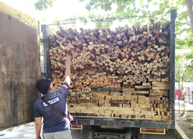 Hasil kayu tangkapan Gakkum KLHK di Solok Selatan