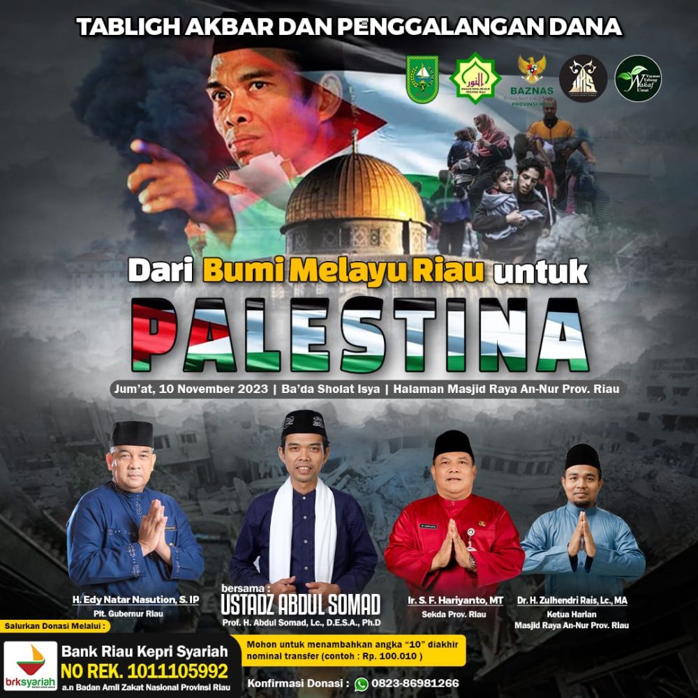 Flyer Tabliq akbar dan penggalangan dana untuk Palestina