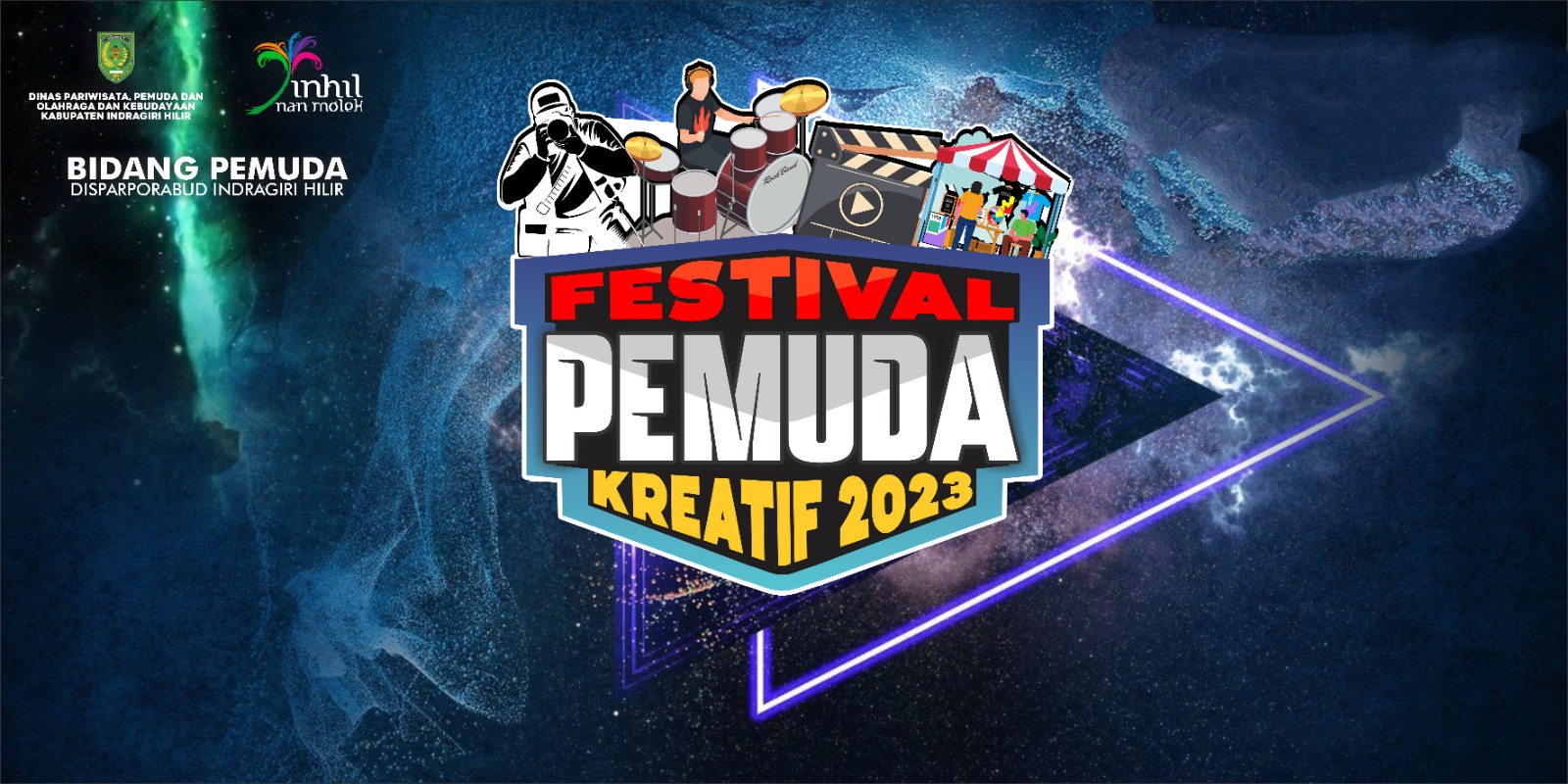 Desain Gambar Festival Pemuda Kreatif Tahun 2023 Tajaan Disparporabud Inhil