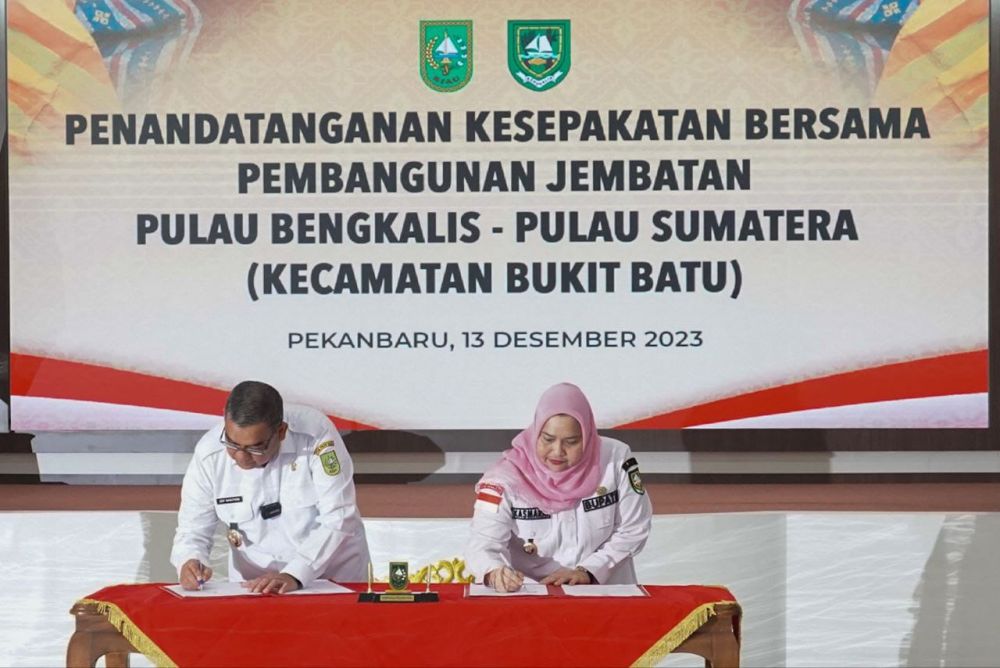 penandatanganan Kesepakatan Kerjasama Pembangunan Jembatan Pulau Bengkalis-Pulau Sumatera