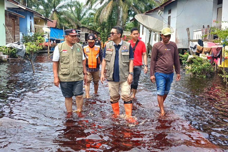 Pemukiman masyarakat Sakai yang terdampak banjir