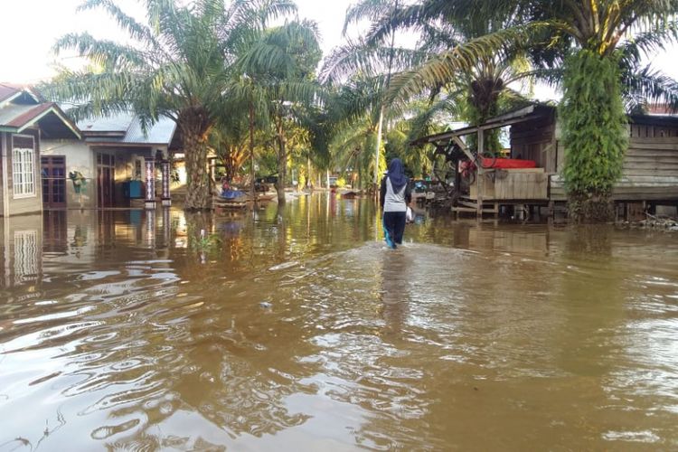 Banjir di Buluh Cina Kampar/Kompas