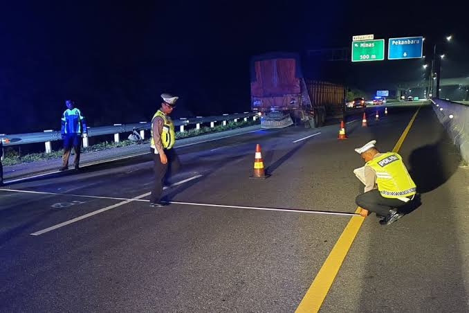 Lokasi kecelakaan di Tol Pekanbaru-Dumai