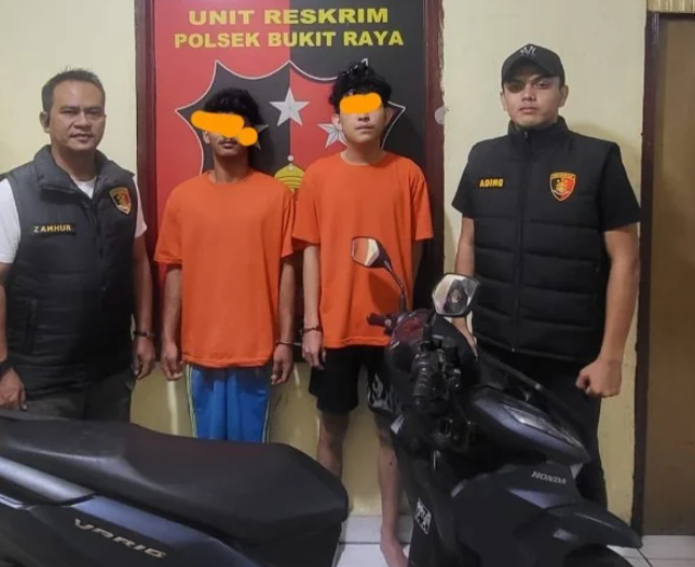 Dua Pemuda Dibekuk Tim Opsnal Polsek Bukit Raya Usai Jambret HP Seorang Wanita