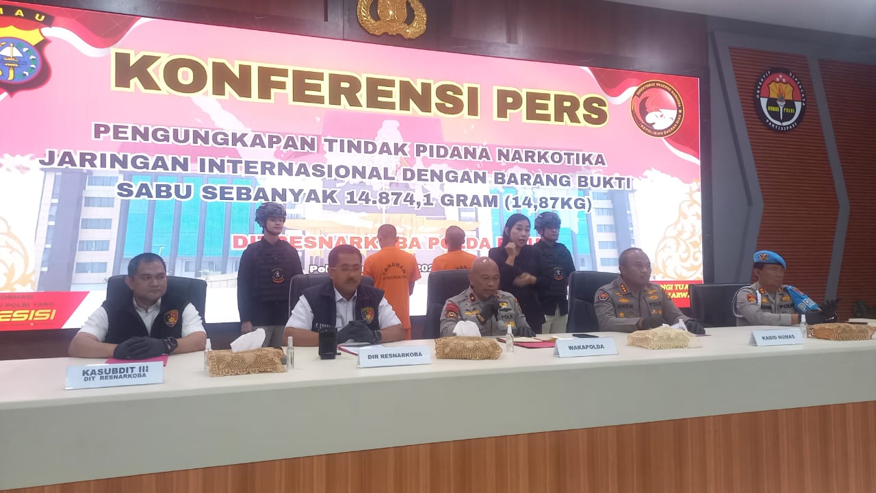 Polda Riau Gagalkan Penyelundupan 14,87 Kg Sabu Jaringan Internasional