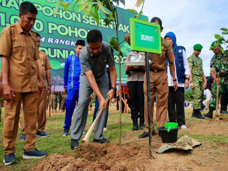 Penanaman Pohon di Bantaran Sungai Sebayang Kampar