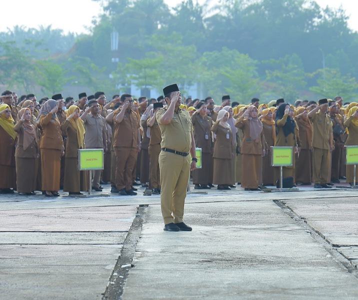 ASN Pemko Pekanbaru upacara perdana di awal tahun, Senin (5/1/2026). Foto: Istimewa.