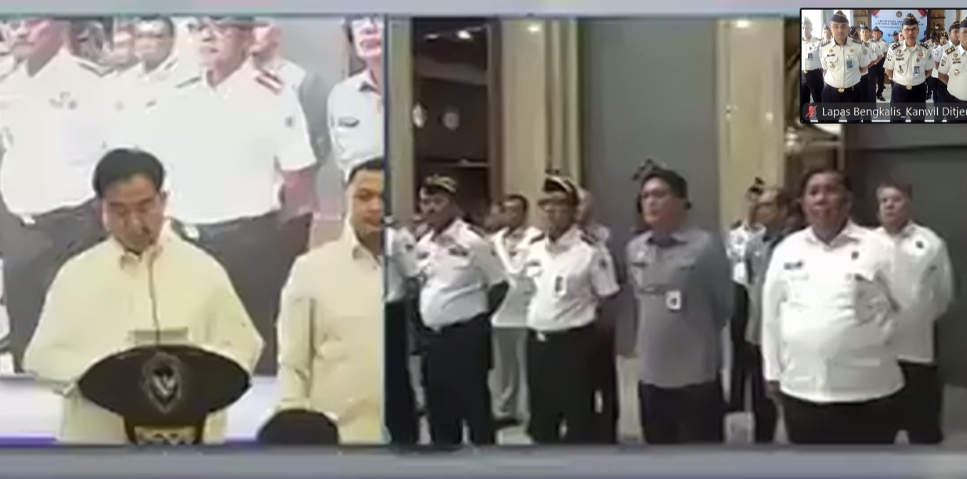 Apel Bersama Awal Tahun 2026 Kemenko Kumham Imipas Secara Virtual Lapas IIA Bengkalis