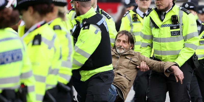 Demonstran dalam aksi demo pro-Palestina yang dibawa petugas kepolisian London (Foto: Foto: Reuters)