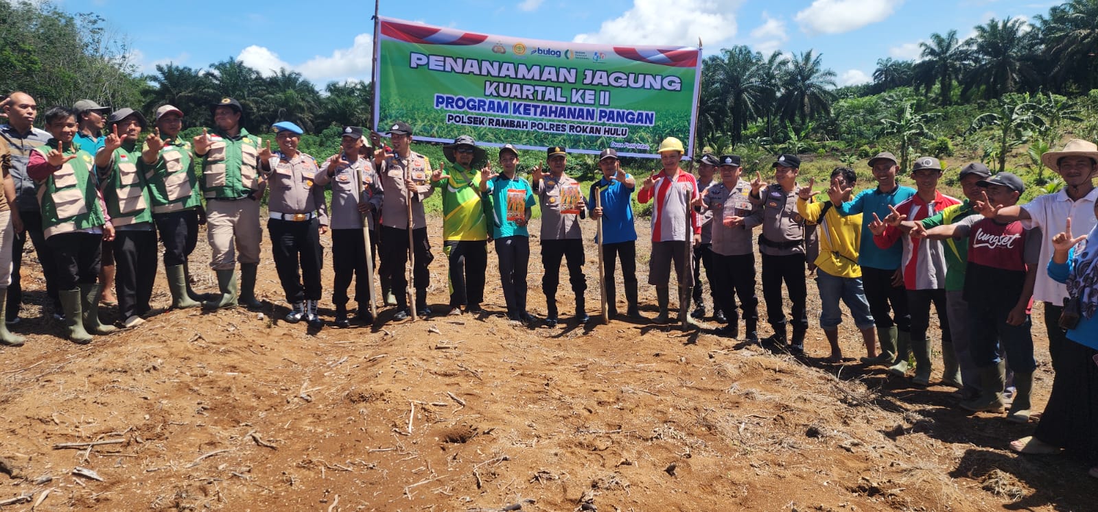 Polsek Rambah Tanam Jagung 1,5 Hektare di Pasir Intan, Dukung Swasembada Pangan 2026