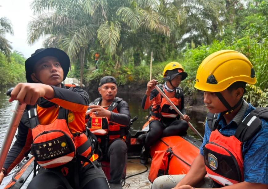 Saat pencarian korban diterkam buaya di Dumai
