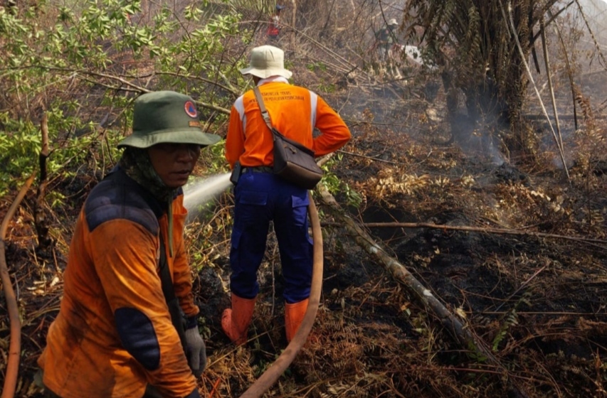 Upaya pemadaman lahan yang terbakar