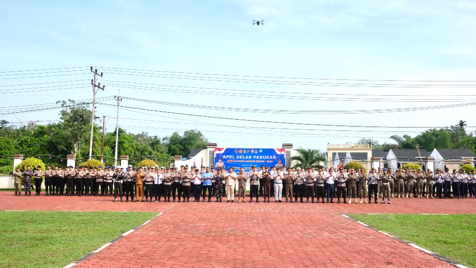 Apel Gelar Pasukan Operasi Patuh Lancang Kuning 2026 di halaman Mapolres Kepulauan Meranti