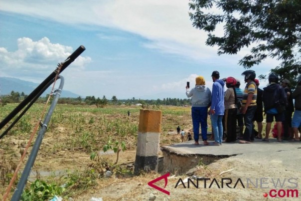 Warga melihat ladang jagung yang berpindah ke Desa Jono Oge yang sebelumnya itu jalan raya dan rumah penduduk. 