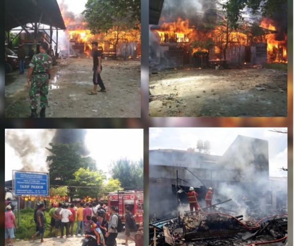 Kobaran api di bengkel dan gudang pakaian bekas Jalan Rajawali