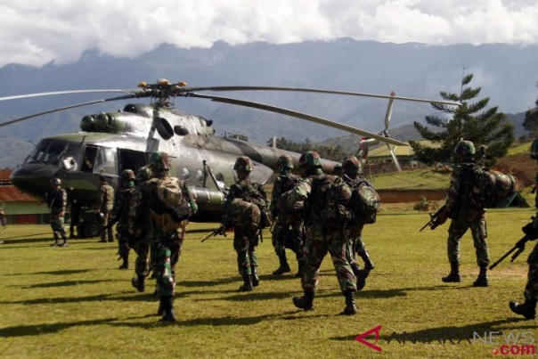 Pasukan TNI yang diterjunkan ke Nduga Papua. 
