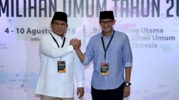 Pasangan Capres dan Cawapres nomor urut 2, Prabowo Subianto dan Sandiaga Salahudin Uno