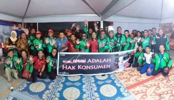 Tim Safety Riding Capella Honda Riau bersama 50 mitra GoJek Pangkalan 05 di dealer Capella Honda Tambusai