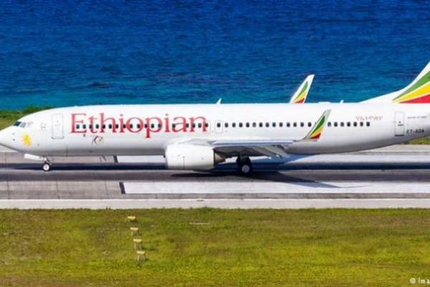 Ilustrasi pesawat Ethiopian Airlines yang jatuh, Minggu. 