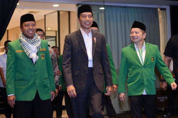Romahurmuziy, Presiden Jokowi dan Suharso Monoarfa saat acara PPP beberapa waktu lalu. 