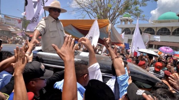 Capres Nomor urut 02, Prabowo Subianto saat kampanye terbuka di Kota Manado