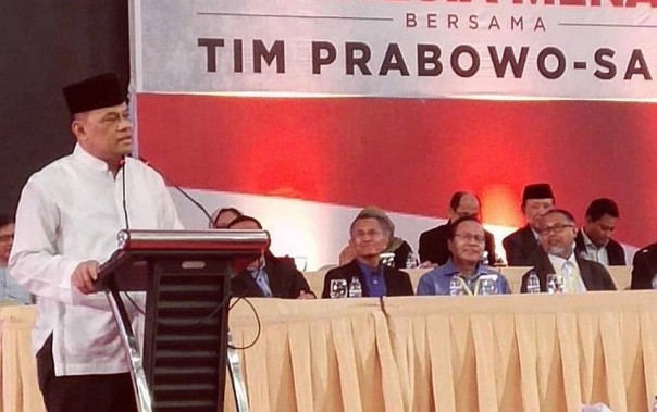 Jenderal (Purn) Gatot Nurmantyo mengahdiri acara pidato kebangsaan Capres nomor urut 02, Prabowo Subianto di Jatim