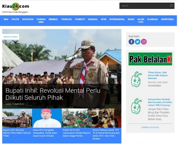 Tampilan laman Riau24.com pasca diretas
