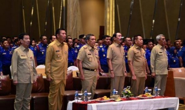 Wakil Gubernur Riau, Edy Natar Nasution dalam kegiatan Rakornas HUT Damkar, Satpol PP dan Sat Linmas di SKA Co Ex Pekanbaru