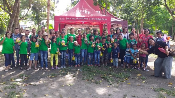 Puluhan siswa siswi peserta gathering BIA 2019 yang ditaja Kring St Fransiskus Xaverius di Kebun Binatang Kasang Kulim Kampar