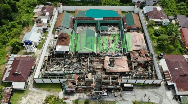 Kondisi Rutan Klas II A Siak pasca kerusuhan Sabtu dinihari tadi (foto: dok/riau24group)