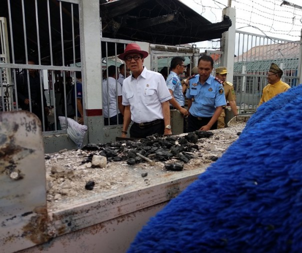 Yasonna Laoly, Menkumham RI saat meninjau Rutan Siak, Senin siang (Foto:Riau1)