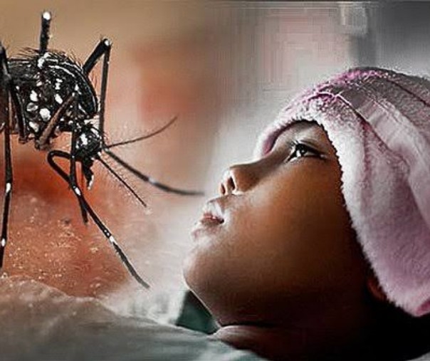 Ilustrasi anak menderit penyakit DBD karena nyamuk Aedes Aegypti.