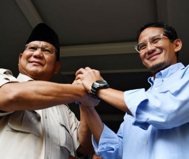 Pasangan calon presiden-wakil presiden, Prabowo Subianto dan Sandiaga Uno, saat menolak hasil rekapitulasi KPU dan memutuskan mengajukan gugatan ke Mahkamah Konstitusi. Foto: Antara.