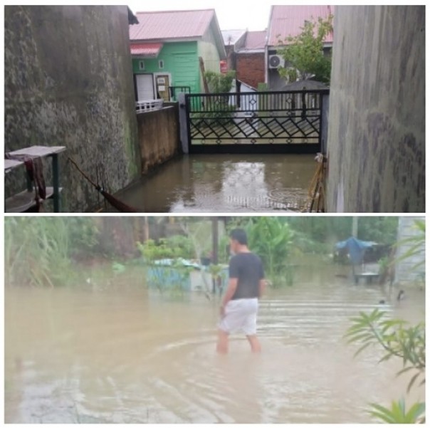 Kondisi banjir di Perum Green Teropong Pekanbaru