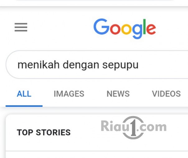 Screen Shoot keyword Menikah dengan sepupu di mesin pencari Google (Foto: Zar/Riau1.com)