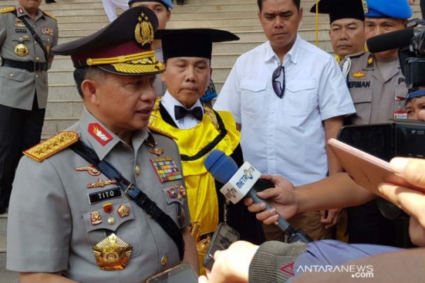 Kapolri Tito Karnavian usai mewisuda Sarjana Terapan Kepolisian Akpol di Semarang, Jumat. 