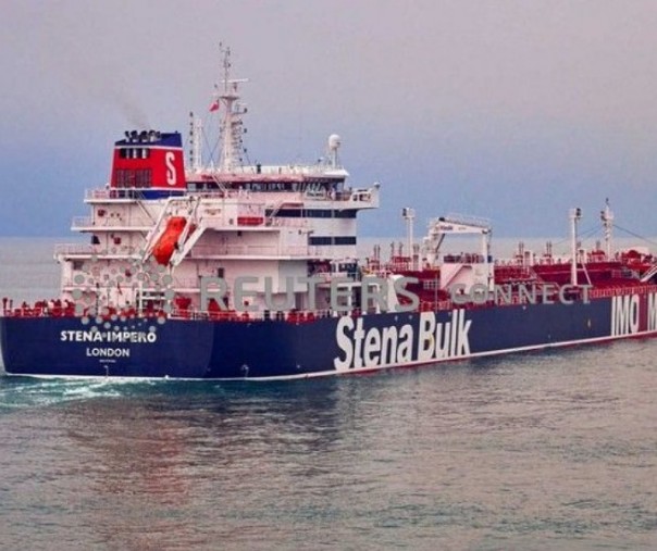 Kapal tanker Stena Impero berbendera Inggris yang dimiliki oleh Stena Bulk, di lokasi yang tidak diidentifikasi. Foto: Reuters.
