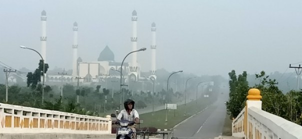 Kabut asap terlihat tebal di Pangkalan Kerinci, Pelalawan, Rabu 31 Juli 2019