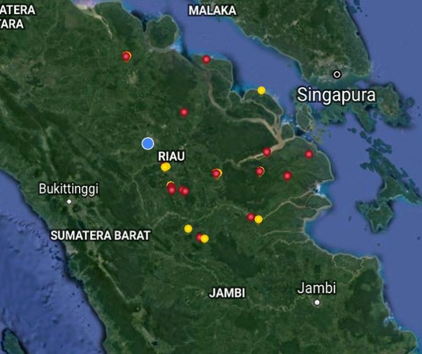 Titik hotspot Riau pagi ini (Foto: Istimewa /LAPAN)