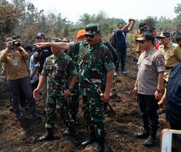 Panglima TNI Marsekal Hadi Tjahjanto meninjau karhutla di Riau (Foto: riau24.com)