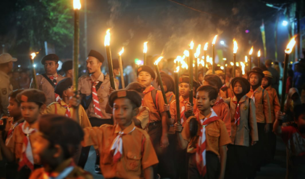 Pawai obor di Kepulauan Meranti