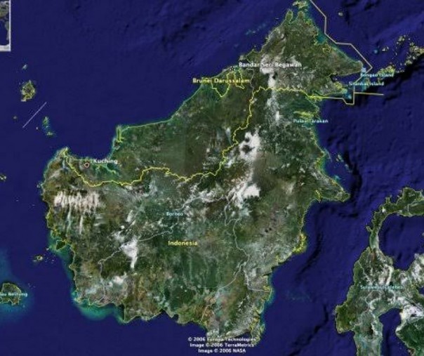 Pulau Kalimantan dari citra satelit (Foto: Istimewa/Internet)