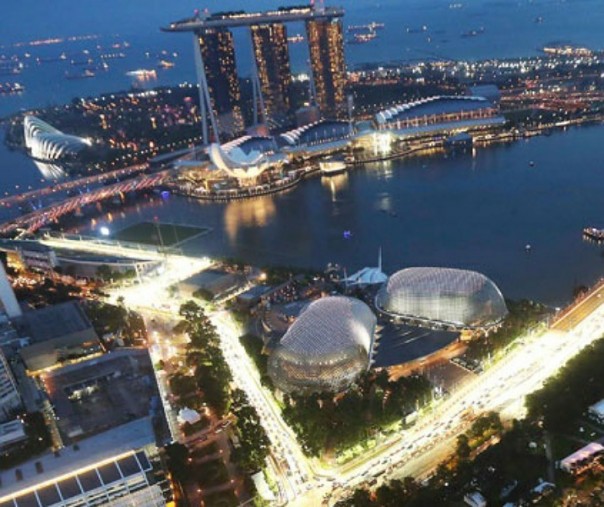 Pemandangan sirkuit Marina Bay City Grand Prix F1 Singapura. Foto: AP.