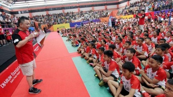 Para bibit atlet bulutangkis muda Indonesia saat mengikuti audisi umum beasiswa Djarum Foundation