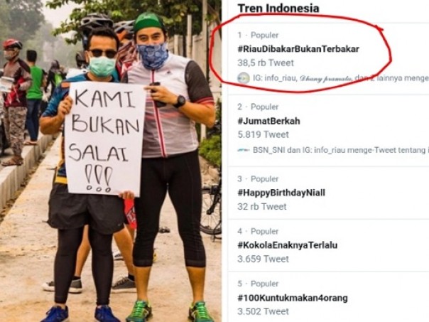 Tagar #RiauDibakarBukanTerbakar trending di Twitter