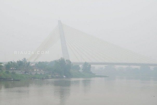 Kabut asap pekat tampak menyelimuti Riau (foto: dok/riau24group)